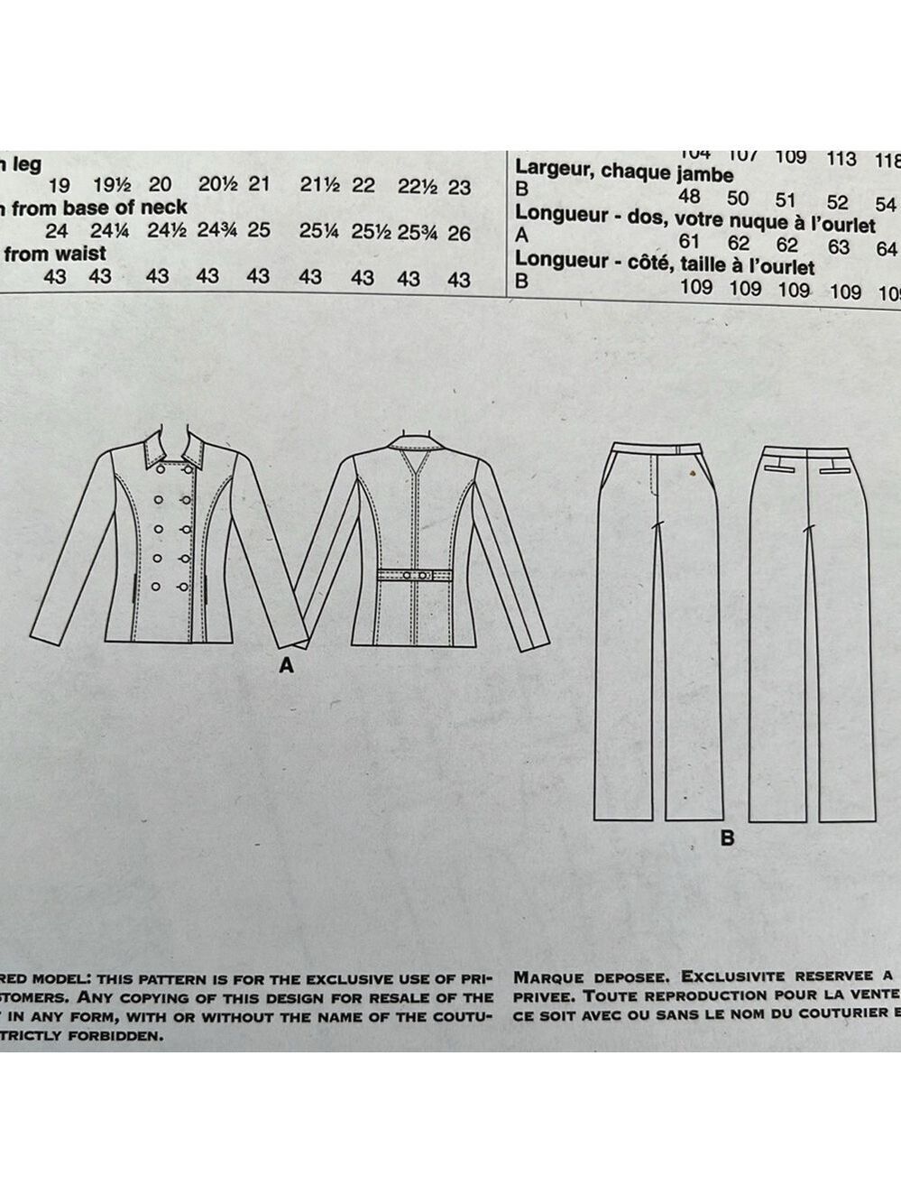 VOGUE Patterns American Designer Anne Klein V1467/E5 Advanced Jacket Pants Uncut - Picture 9 of 10